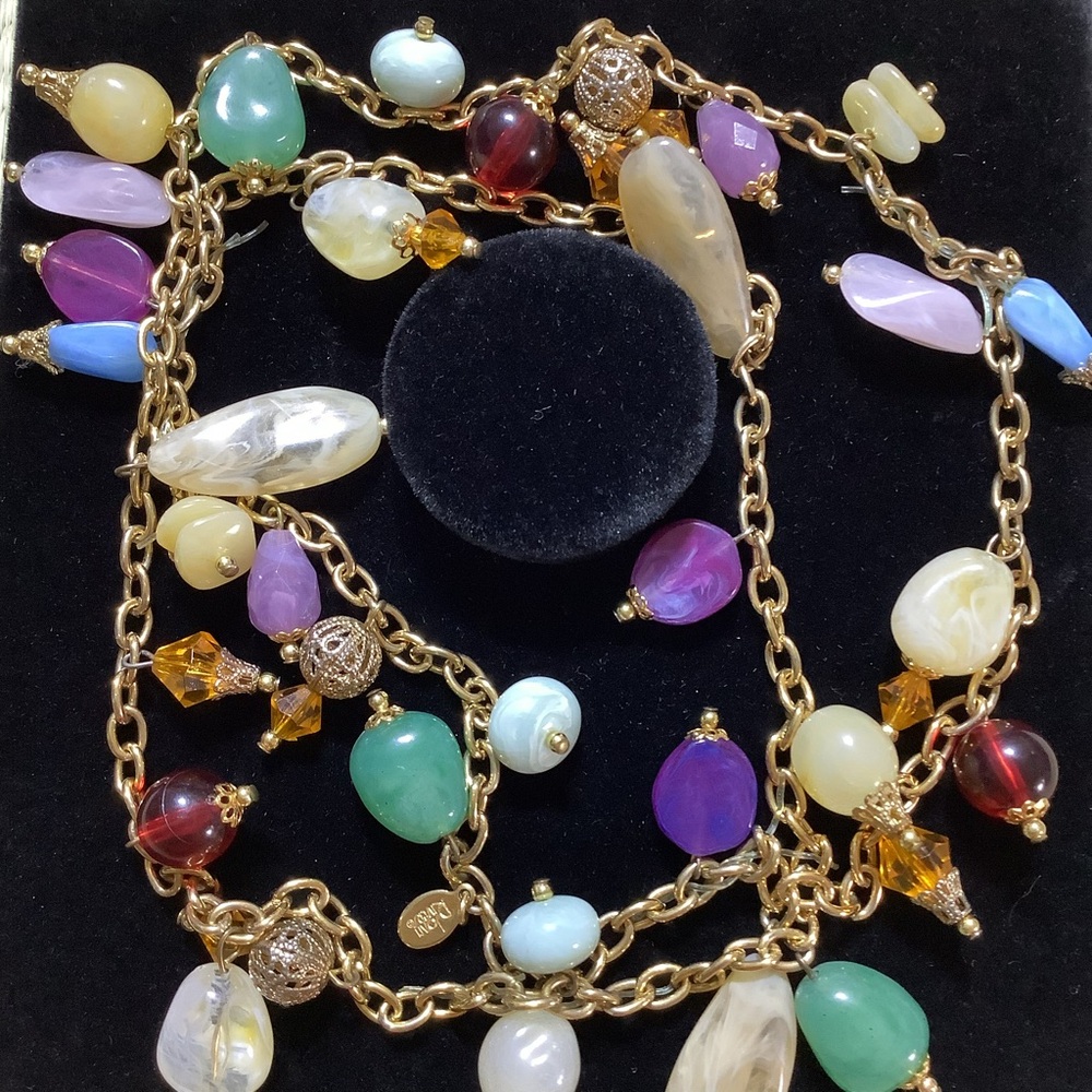 Joan Rivers Necklace Gold Tone Chain with Colorful Beads Necklace